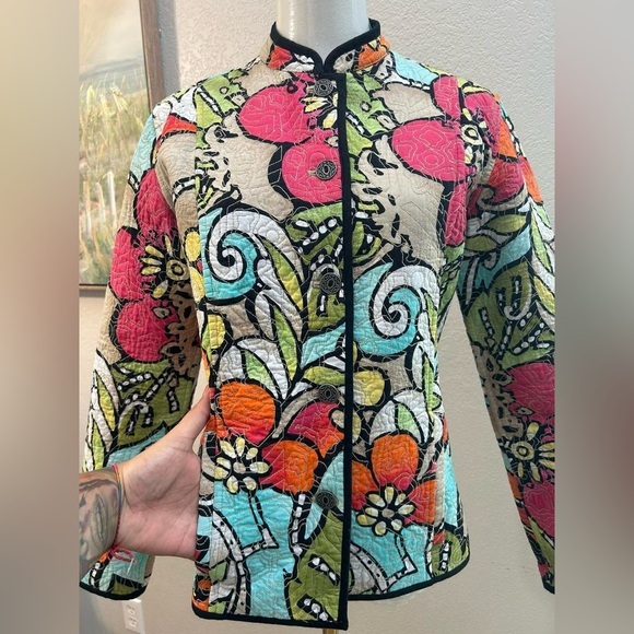 Chico's Jackets & Blazers - Chico’s Reversible Quilted Floral Embroidered Jacket Size 0 – Bold Boho Artwear